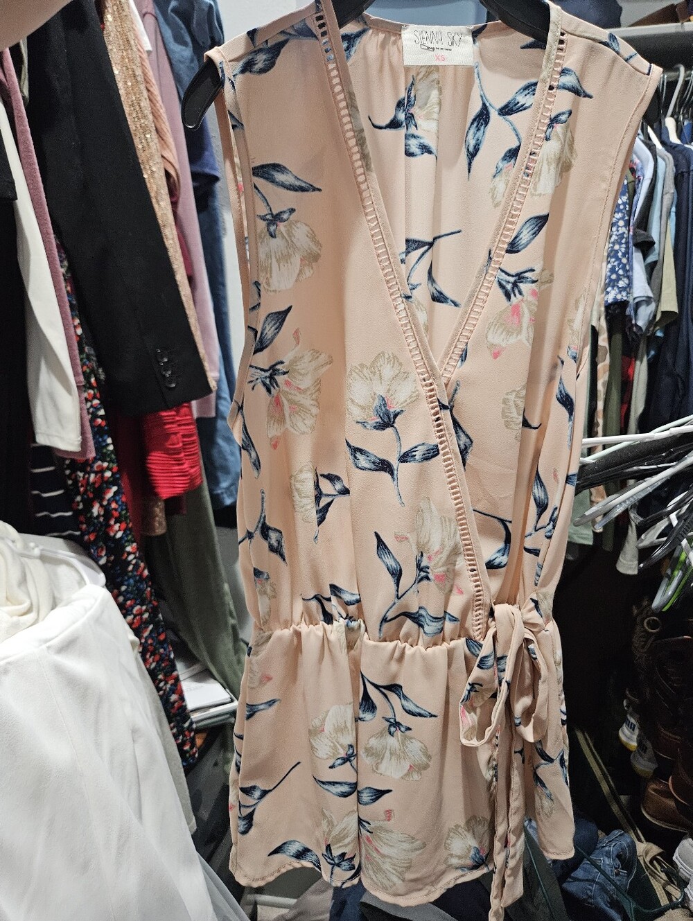 Sienna Sky Beige Floral Wrap Blouse